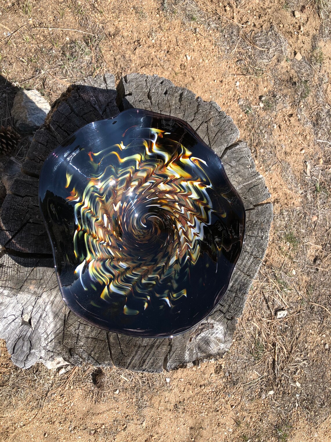 Golden Brown Blown Glass Bowl/Wall Art Etsy