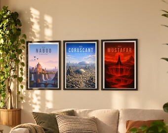 Galactic Prequel Worlds — 3 Poster Set | Matching Wall Art Prints