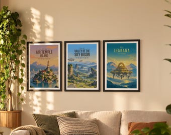 Flying Bison Sky Realms — 3 Poster Set | Matching Wall Art Prints