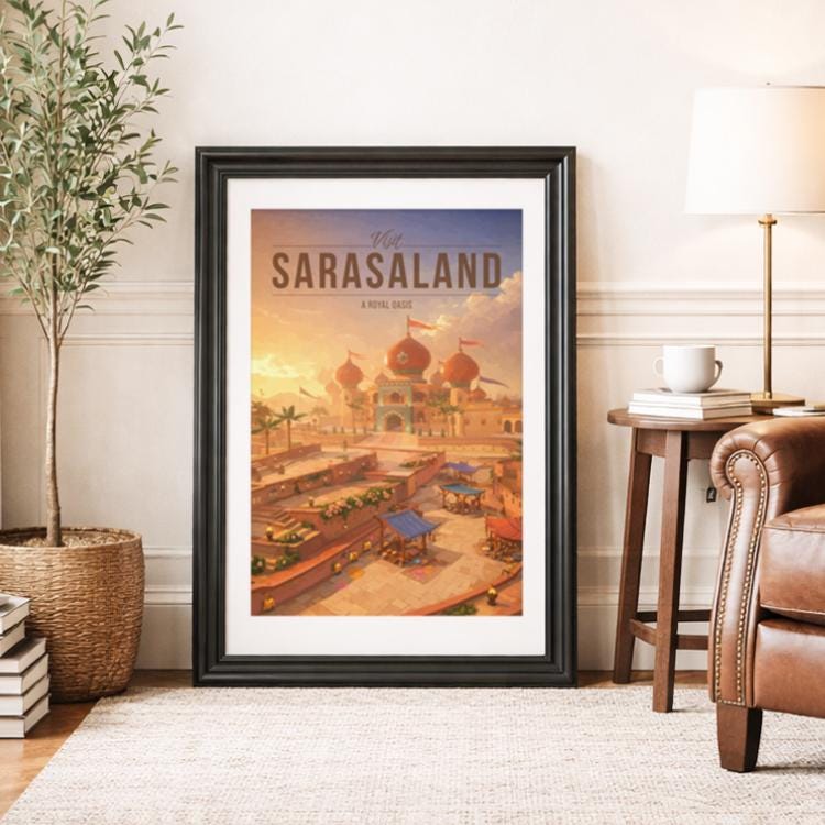 SARASALAND * Travel Poster * Scenic Fantasy Wall Art - Etsy