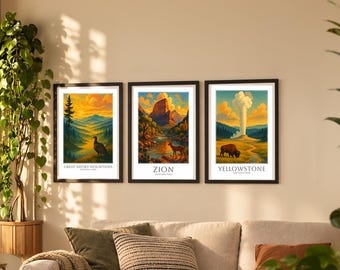 The Five Most Visited Parks — Complete 5 Poster Set | Matching Wall Art Prints