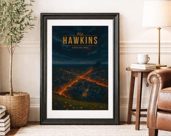 HAWKINS * Travel Poster * Stranger Fictional Wall Art