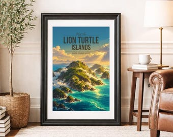 LION TURTLE ISLANDS * Travel Poster * Scenic Fantasy Wall Art