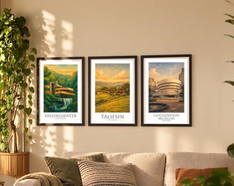 Frank Lloyd Wright — 3 Poster Set | Matching Wall Art Prints