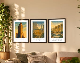 New York Landmarks — 3 Poster Set | Matching Wall Art Prints