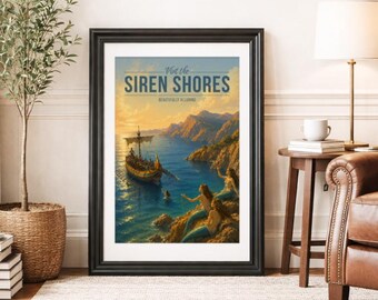 SIREN SHORES * Travel Poster * Scenic Mythical Wall Art
