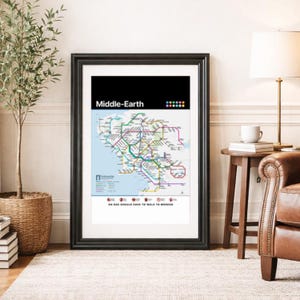 MIDDLE-EARTH * Fantasy Metro Map Poster * Scenic Travel-Style Wall Art