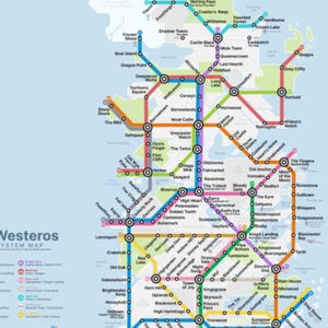 WESTEROS * Fantasie-U-Bahn-Plan-Poster * Malerisches Wandbild im Reisestil
