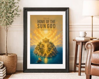 Home Of The Sun God * Travel Poster * Scenic Mythical Wall Art