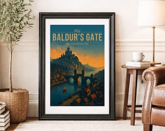 BALDUR'S GATE * Travel Poster * Adventurous Fantasy Wall Art