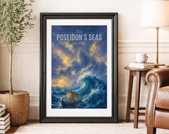 POSEIDONS SEAS * Travel Poster * Scenic Mythical Wall Art