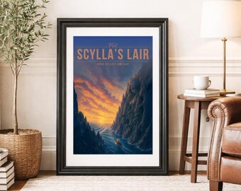 SCYLLAS LAIR * Travel Poster * Scenic Mythical Wall Art