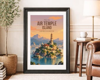 AIR TEMPLE ISLAND * Travel Poster * Scenic Fantasy Wall Art