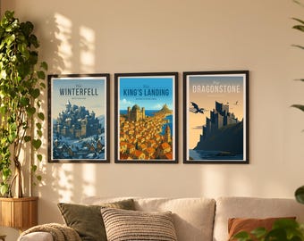 Direwolf Seats of Power — 3 Poster Set | Matching Wall Art Prints