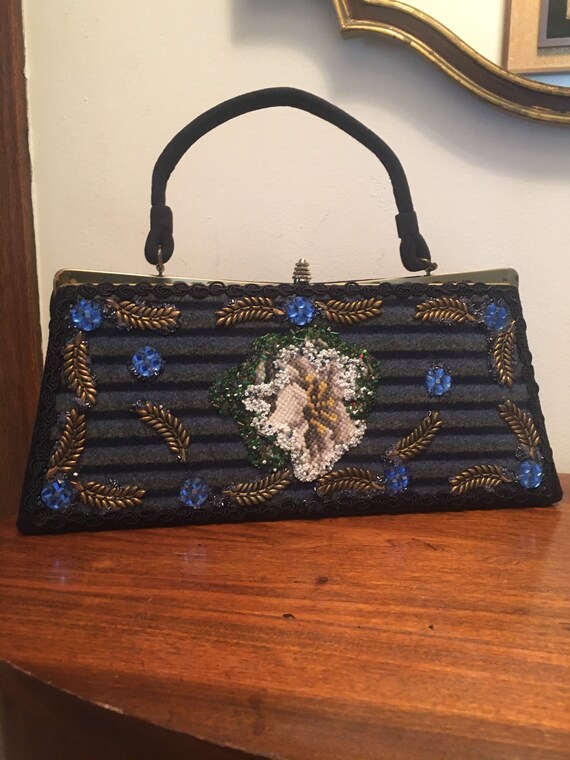 Vintage Late 50’s Embellished Tapestry Purse