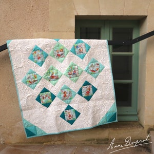 Set of 12 illustrated squares Auprès de mon Arbre, organic cotton for patchwork, illustrations by Anne Duprat image 4