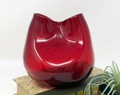 Pinched Ivy Vase - Blenko 39 (most likely) - Ruby Red - Made 1930s - 1956