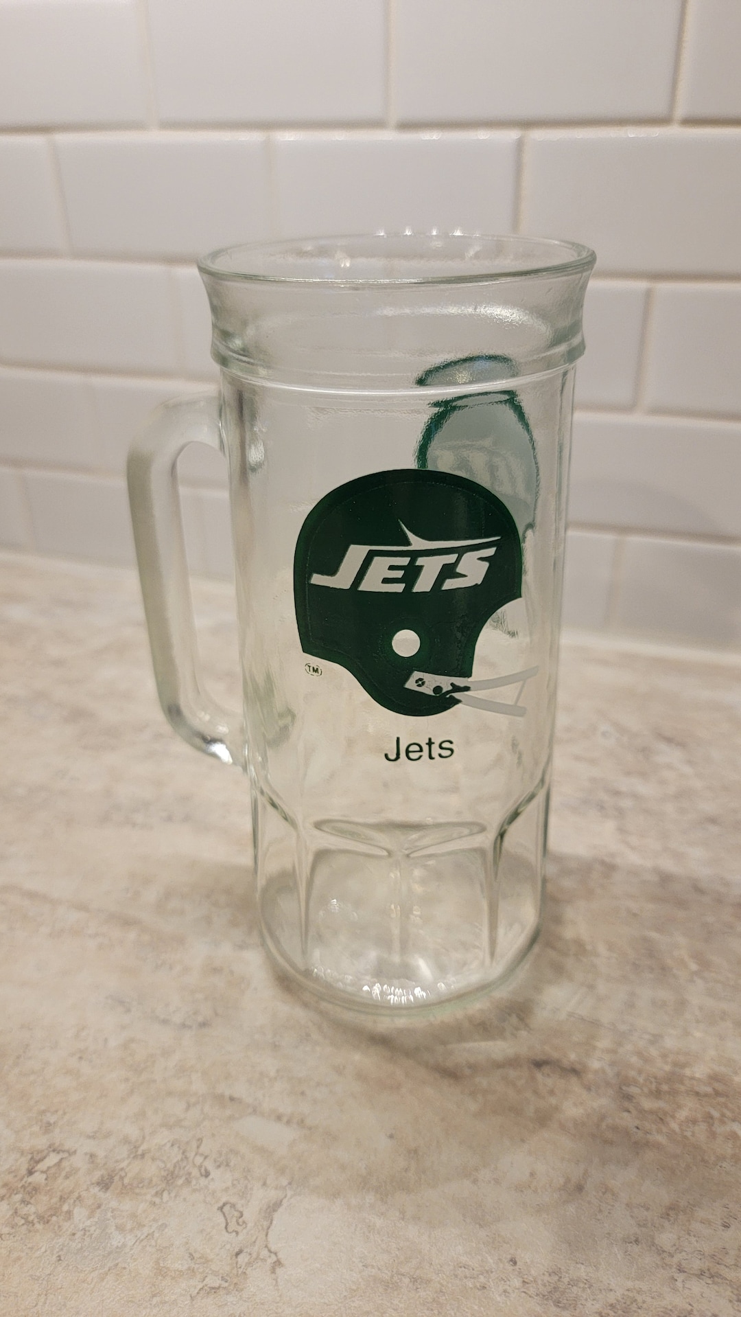 Vintage NY Jets Cup, New York Jets Glass Cup, New York Jets, Beer Mug