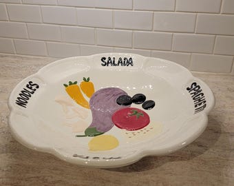 ヴィンテージセラミック製特大パスタ、サラダ、麺類用イタリアンサービングディッシュボウル/大皿