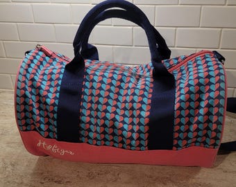 Retro Tommy Hilfiger Duffle Bag, Vintage Tommy Hilfiger Geometric Heart Duffle Bag