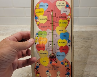 Vintage Sex O Meter, vintage 1960s novelty adult party game, Retro Sex O Meter