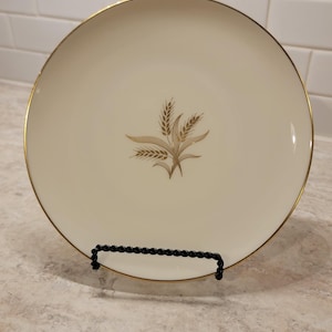 Vintage Lenox China Salad Plates, 442 Gold Trim Wheat Plates 7&#39;7/8, Set of 4