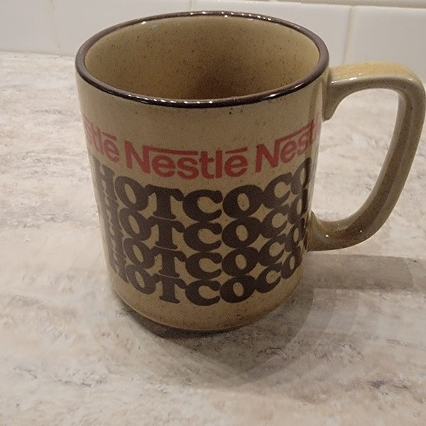 Vintage Nestle Hot Cocoa Mug, Rich'N Creamy Hot Cocoa, 1970s,Cocoa, Stoneware, Japan, Gift Mug, Nestle Cup, Hot Beverage, Hot Chocolate,