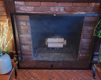 Schermo per camino a pannello singolo in bronzo, parascintille 44x33