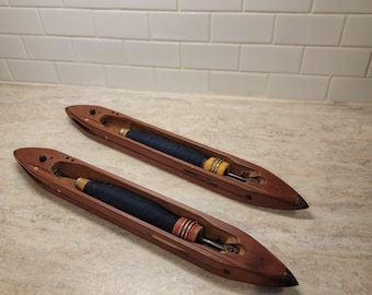 Vintage Pavia Shuttle Company Weaving Loom Boat Shuttles, Set of 2