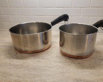 Vintage Reverware 2 Quart and 1.5 Quart Sauce Pot, Retro Reverware