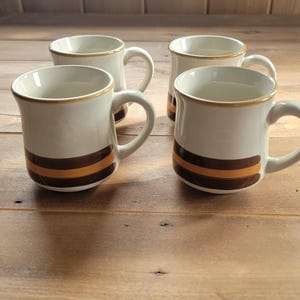 Vintage JMP Casualstone Mugs #801 Set of Four, Made in Korea, JMP Casual stone Coffee Mugs, Vintage Stoneware Coffee/Tea Mugs
