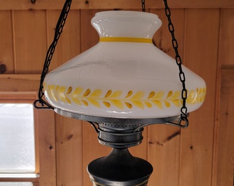 Ornate Victorian GWTW Style Hanging Hurricane Yellow Lamp
