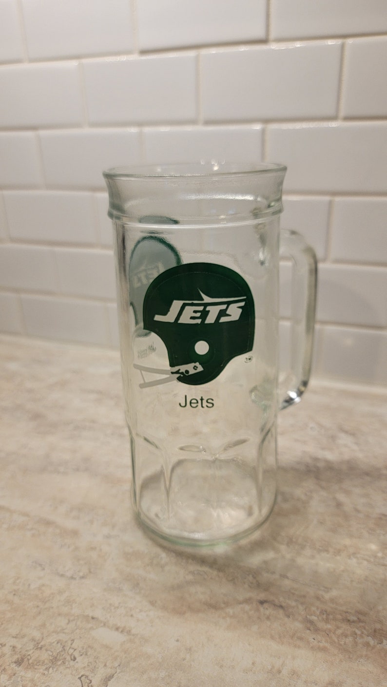 Vintage NY Jets Cup, New York Jets Glass Cup, New York Jets, Beer Mug