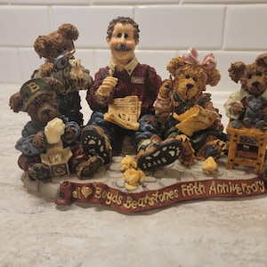 Vintage 1998 Boyds Bears and Friends Fifth Anniversary Collectible Figurine, Vintage Boyds Bears, Bearstone Collection