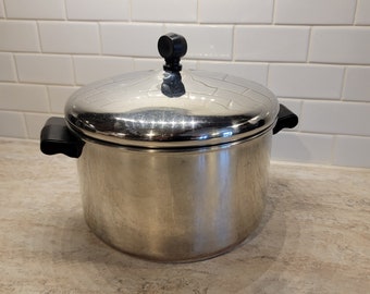 Vintage Farberware Cookware SS Aluminum Clad 8 Quart Stock Pot with Lid