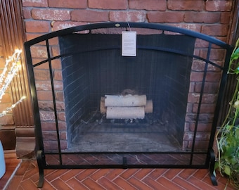 Fireplace Single Panel Screen Black Spark Guard 33x38