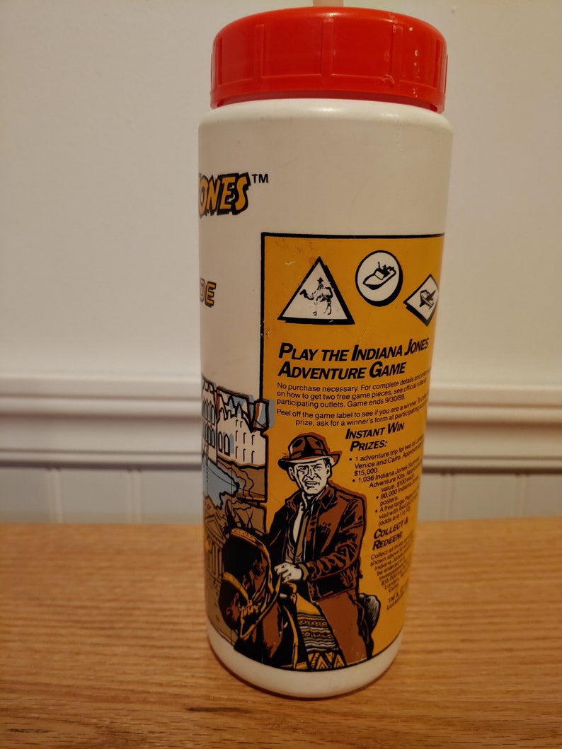 Vintage Indiana Jones and the Last Crusade Thermos Gatorade Sports Bottle