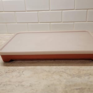Vintage Tupperware Paprika Deli Meat Keeper or Marinade Container #1292-3 With Sheer Lid/Rectangle Bacon Hot Dog Keeper/Food Storage Box
