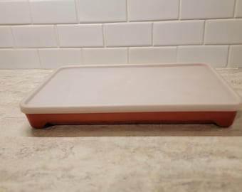 Recipiente vintage Tupperware para conservar carnes frías o marinadas con pimentón n.° 1292-3 con tapa transparente/contenedor rectangular para guardar tocino, salchichas o alimentos