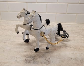 青と白の陶器の馬の置物 | 中国唐朝様式の磁器の馬 | ヴィンテージの