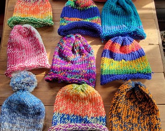 Gorros de ganchillo, gorros de invierno de ganchillo multicolor, gorros de ganchillo coloridos
