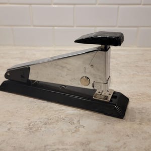 Vintage 1960’s Stapler, Black & Chrome Office Desk Standard Stapler - Collectible | MCM Office Decor