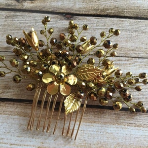 Gold Crystal Bridal Hair Comb, Gold Wedding Crystal Comb, Swarovski Crystal Comb, Gold Crystal Hair Accessories, Gold Bridesmaid Hair Comb
