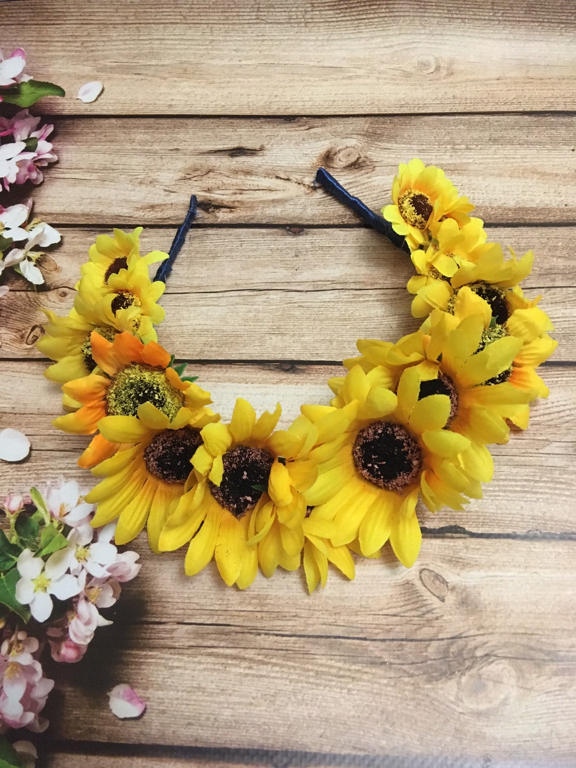 Sunflower hair Crown Rustic Bridal Halo Sunflower Flower Girl Etsy