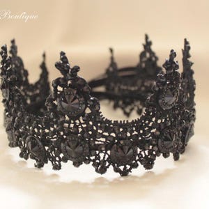 Black Gothic Crown, Evil Queen Tiara, Black Bridal Crown, Gothic Wedding Headpiece, Goth Tiara, Vampire Queen Crown, Halloween Crown, Witch