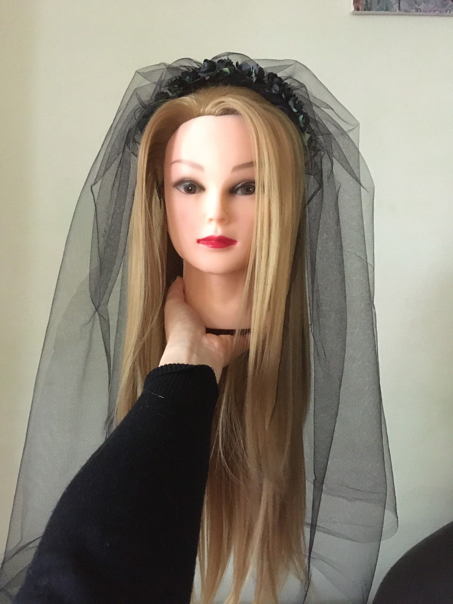 Gothic Bridal Veil Black wedding veil Black Tulle Witch Veil Etsy