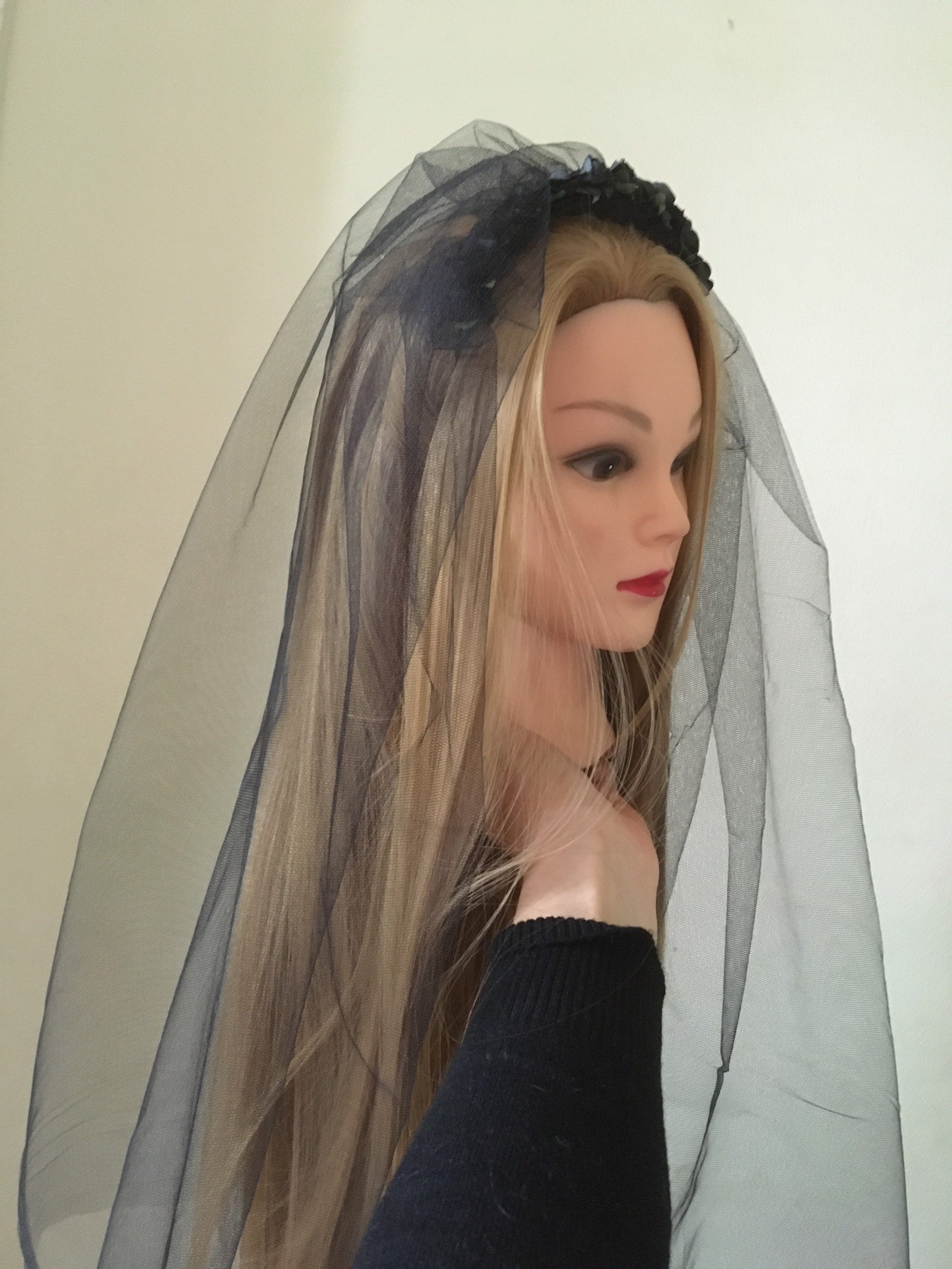 Gothic Wedding Veil Black Bridal Veil Black Wedding Veil Etsy