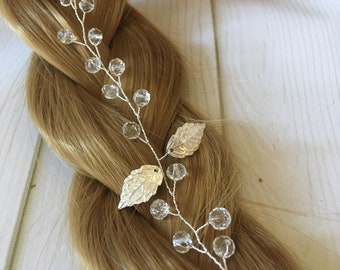 Crystal Hair Vine, Silver Wedding Hair Vine, Wedding hair vine, Bridal hair vine, Weddig hair accessories, Crystal hair accessories bridal