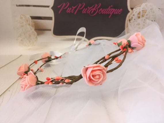 Women Flower Headband With Ribbon Wreath Wedding Garlands Floral Crown Hairband