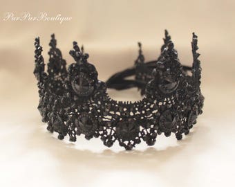 Black Crown, Gothic Crown, Black Tiara, Gothic bridal crown, Black bridal crown, Gothic Wedding Tiara, Black Wedding Tiara, Gothic hairpiece